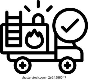 Fire Truck Line Vector Icon Design