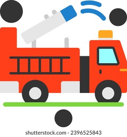 Fire Truck Monitor Flat Icon Vector Design