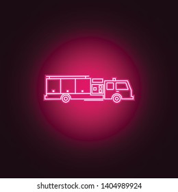 Fire truck neon icon. Elements of Transport set. Simple icon for websites, web design, mobile app, info graphics