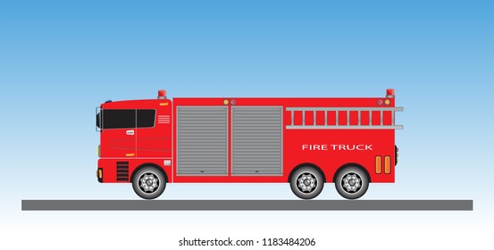Fire Truck on blue sky background vector