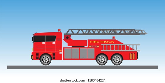 Fire Truck on blue sky background vector