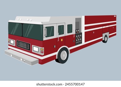 Fire truck on an isolated background. A red fire truck in a flat style.