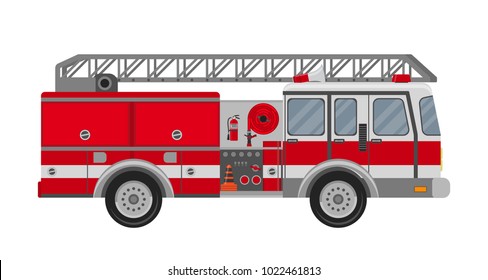 Fire truck on a white background.