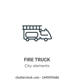 Fire truck outline vector icon. Thin line black fire truck icon, flat vector simple element illustration from editable city elements concept isolated stroke on white background