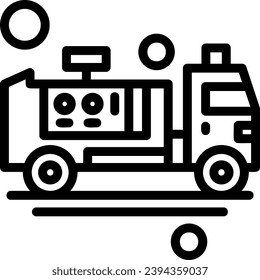 Diseño de vectores de iconos lineales de la bomba de un camión de bomberos
