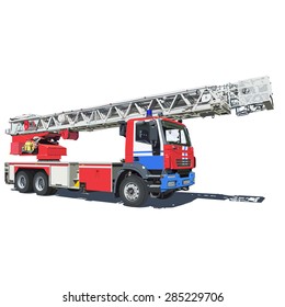 Fire truck red blue color vector illustration of isolated on a white background