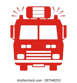 fire truck, red silhouette, vector icon