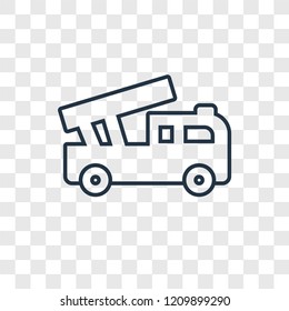 Fire truck toy concept vector linear icon isolated on transparent background, Fire truck toy concept transparency concept in outline style