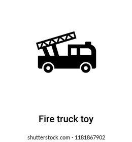 Fire truck toy icon vector isolated on white background, logo concept of Fire truck toy sign on transparent background, filled black symbol