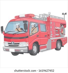 Fire truck in vector design. Fire pump truck.