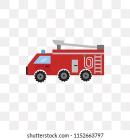 Fire truck vector icon isolated on transparent background, Fire truck logo concept