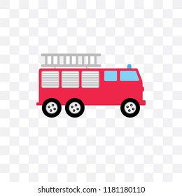 Fire Truck Vector Icon Isolated On Transparent Background, Fire Truck Logo Concept