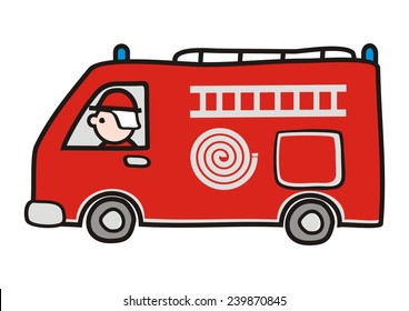 fire truck, vector icon,single illustration