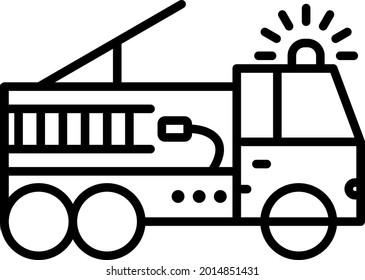 Diseño de iconos de línea de vectores de camiones de incendios
