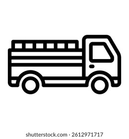 Fire Truck Vector Line Icon Design