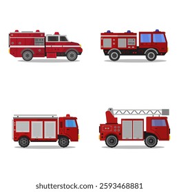 Fire truck in vector on white background
