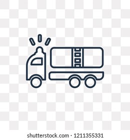 Fire truck vector outline icon isolated on transparent background, high quality linear Fire truck transparency concept can be used web and mobile