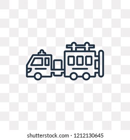 Fire truck vector outline icon isolated on transparent background, high quality linear Fire truck transparency concept can be used web and mobile