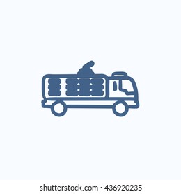 Fire truck vector sketch icon isolated on background. Hand drawn Fire truck icon. Fire truck sketch icon for infographic, website or app.