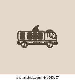Fire truck vector sketch icon isolated on background. Hand drawn Fire truck icon. Fire truck sketch icon for infographic, website or app.