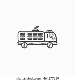 Fire truck vector sketch icon isolated on background. Hand drawn Fire truck icon. Fire truck sketch icon for infographic, website or app.
