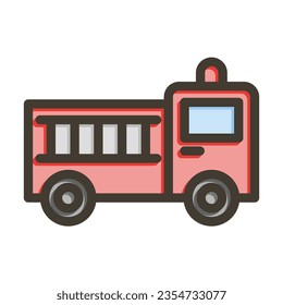 Icono De Colores Llenos De La Línea Gruesa Del Vector De Camión De Fuego Para Uso Personal Y Comercial.
