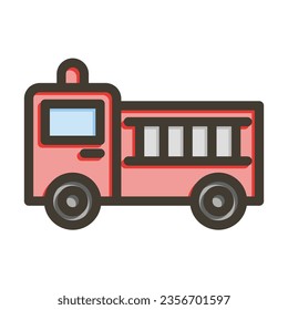 Fire Truck Vector Thick Line Filled Colors Icon For Personal And Commercial Use.
