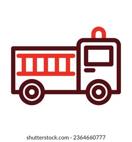 Fire Truck Vector Thick Line Two Color Icons For Personal And Commercial Use.
