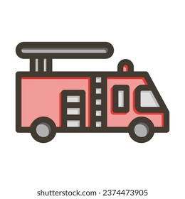 Fire Truck Vector Thick Line Filled Colors Icon For Personal And Commercial Use.
