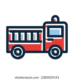 Fire Truck Vector Thick Line Filled Dark Colors Icons For Personal And Commercial Use.
