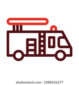 Fire Truck Vector Thick Line Two Color Icons For Personal And Commercial Use.
