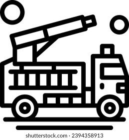 Fire Truck Water Cannon Linear Icon Vector Design