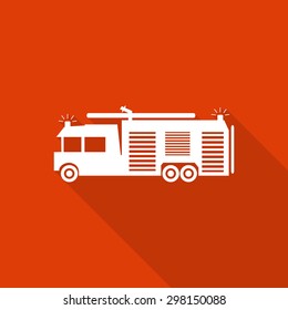 Fire Trucks icon with long shadow.