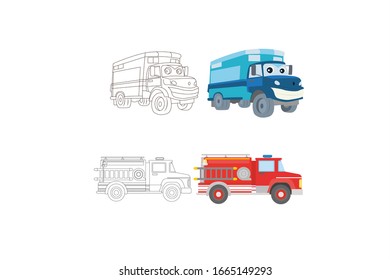 Fire Trucks Vector Transportation Illustration Bundle