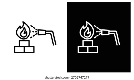 Versión de dos tonos de fuego en fondo blanco y negro