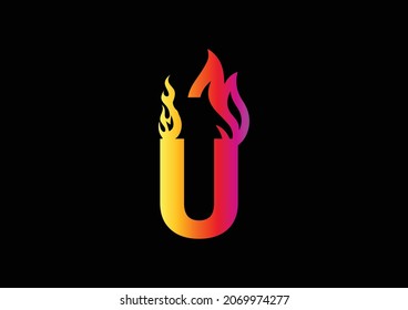 Fire U Letter Logo And Icon Design Template