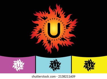 Fire U letter logo and icon design template