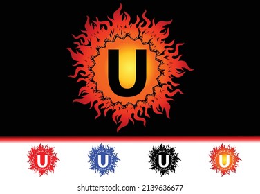 Fire U Letter Logo And Icon Design Template