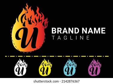 Plantilla De Diseño De Icono Y Logo De Letra U De Fuego
