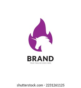 fire unicorn logo vector template.