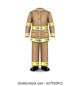 Fire uniform isolated on white photo-realistic vector illustration