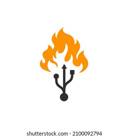  fire and usb logo vector