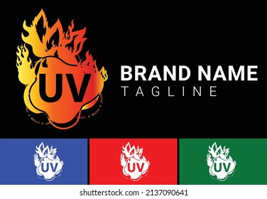 Fire UV Letter Logo And Icon Design Template