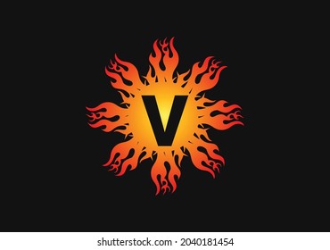 Plantilla de diseño de iconos y logotipos de letras de fuego V