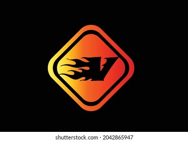 Fire V Letter Logo And Icon Design Template