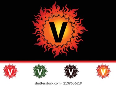 Fire V Letter Logo And Icon Design Template
