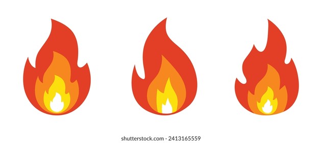 Arte vectorial de fuego de color rojo sobre fondo blanco. Señal de fuego. Icono de llama de fuego aislado en fondo blanco. Ilustración del vector