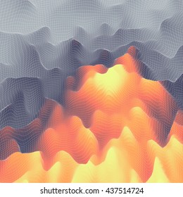 Fire Vector Background. Mosaic. Abstract Mesh Illustration. Design Template. 