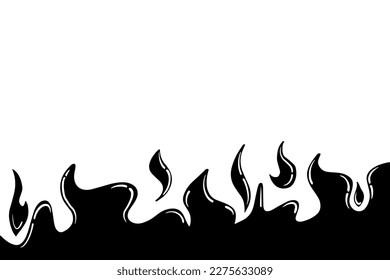 Fire vector, black flame isolated on white background.