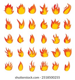 fire vector cartoon set with different shape